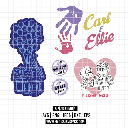 COD3551 - Up, Adventure is out there: Icons pack bundle, Disney Pixar clipart Svg, Png, Eps, Dxf, Jpeg, vector.