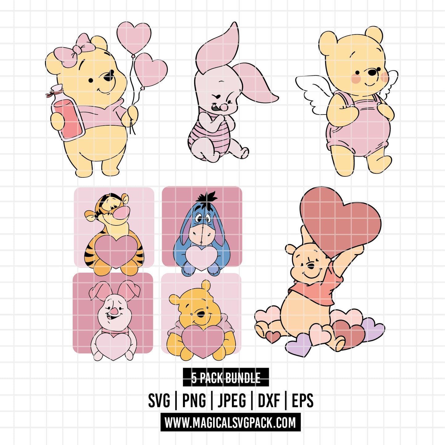 COD3554 - Baby characters from Winnie the Pooh and Friends pack bundle, Disney clipart Svg, Png, Eps, Dxf, Jpeg, vector.