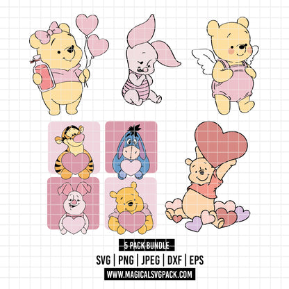 COD3554 - Baby characters from Winnie the Pooh and Friends pack bundle, Disney clipart Svg, Png, Eps, Dxf, Jpeg, vector.