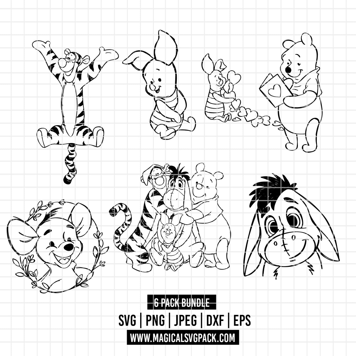 COD3559 - Baby characters from Winnie the Pooh and Friends pack bundle, Disney clipart Svg, Png, Eps, Dxf, Jpeg, vector.