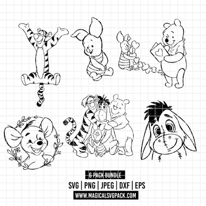 COD3559 - Baby characters from Winnie the Pooh and Friends pack bundle, Disney clipart Svg, Png, Eps, Dxf, Jpeg, vector.