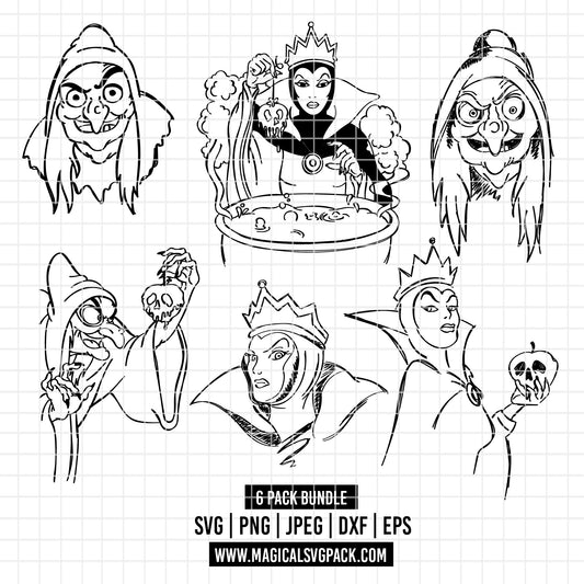 COD3561 - Evil queen at Snow White and the seven dwarfs pack bundle, Disney clipart Svg, Png, Eps, Dxf, Jpeg, vector.