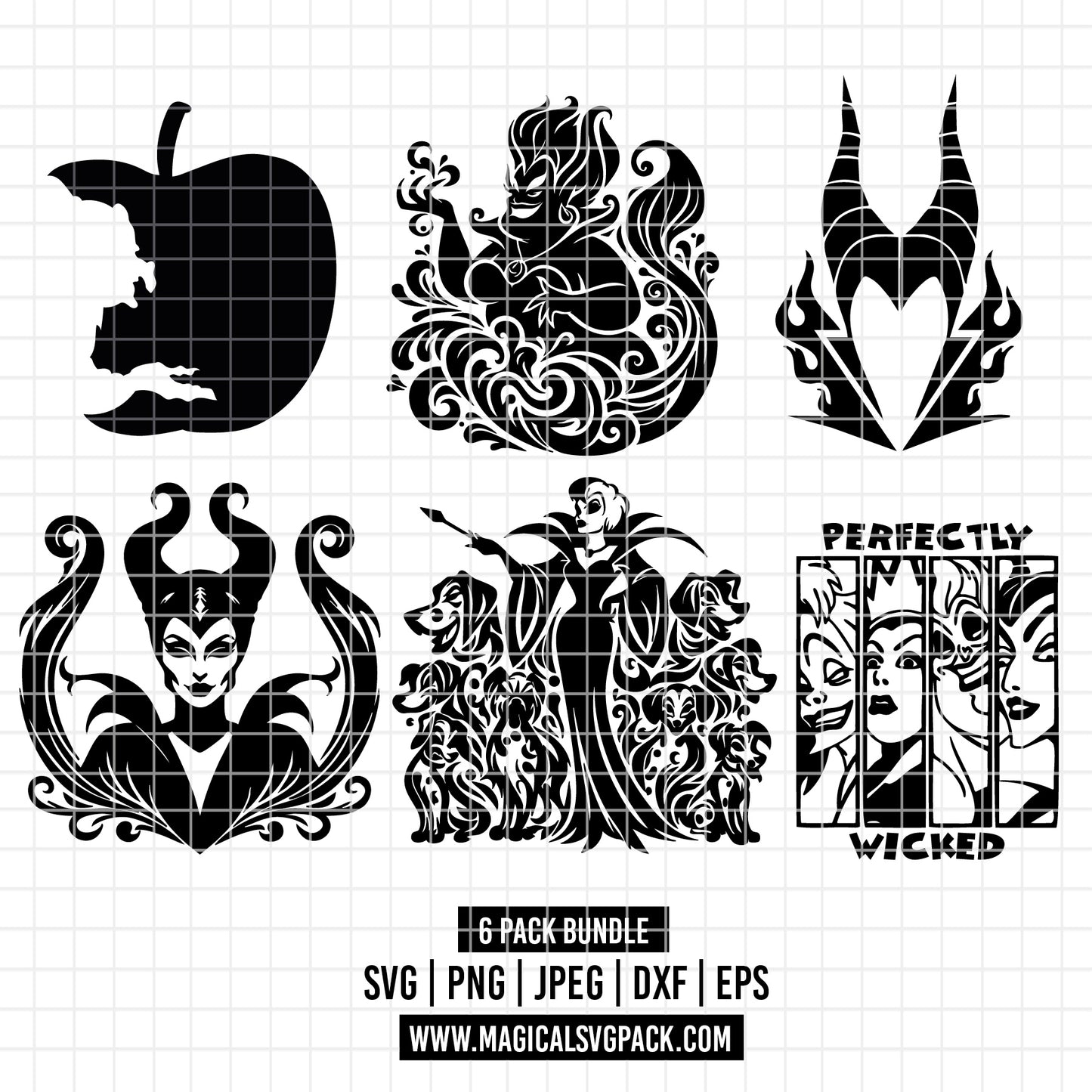 COD3564 - Disney Villains pack bundle, Disney villains clipart Svg, Png, Eps, Dxf, Jpeg, vector.