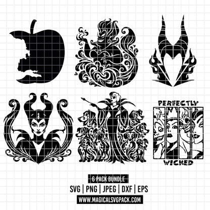 COD3564 - Disney Villains pack bundle, Disney villains clipart Svg, Png, Eps, Dxf, Jpeg, vector.