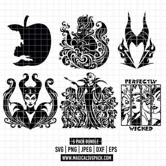 COD3564 - Disney Villains pack bundle, Disney villains clipart Svg, Png, Eps, Dxf, Jpeg, vector.