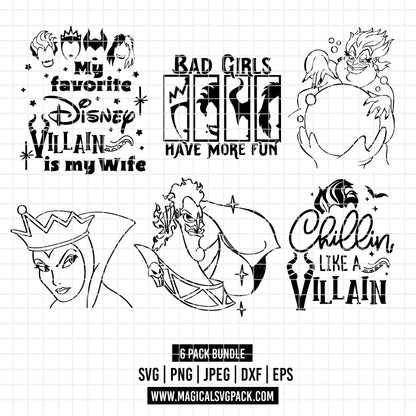 COD3565 - Disney Villains pack bundle line art, Disney villains clipart Svg, Png, Eps, Dxf, Jpeg, vector.