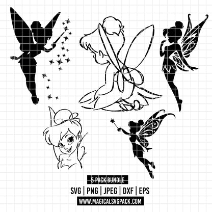 COD3613 - Tinker Bell pack bundle, Disney clipart Svg, Png, Eps, Dxf, Jpeg, vector.