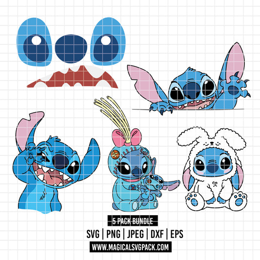 COD3616 - Stitch clipart pack bundle, Disney cliparts Svg, Png, Eps, Dxf, Jpeg, vector.