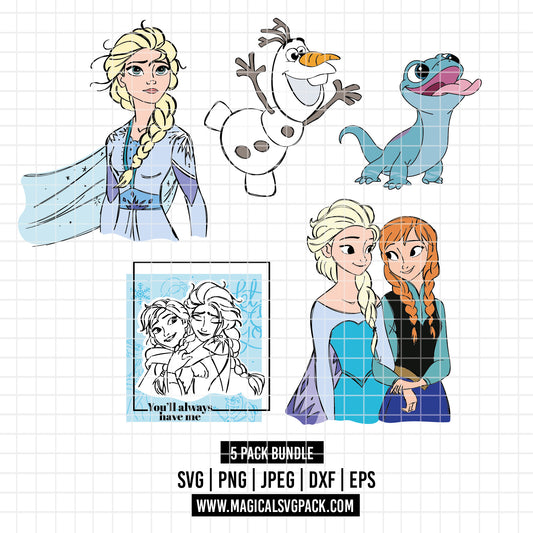 COD3621 - Frozen pack bundle, Disney princess clipart Svg, Png, Eps, Dxf, Jpeg, vector.