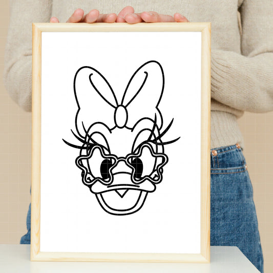 COD3669 - Daisy line art pack bundle, Disney Classics clipart Svg, Png, Eps, Dxf, Jpeg, vector.