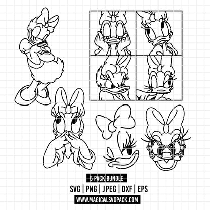 COD3669 - Daisy bundle, Disney clipart Svg, Png, Eps, Dxf, Jpeg, vector.