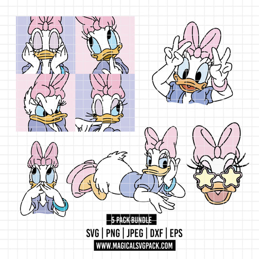 COD3672 - Daisy dtf full color pack bundle, Disney Classics clipart Svg, Png, Eps, Dxf, Jpeg, vector.