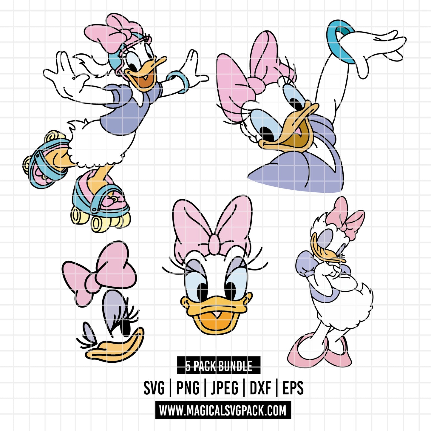 COD3673 - Daisy bundle, Disney clipart Svg, Png, Eps, Dxf, Jpeg, vector.
