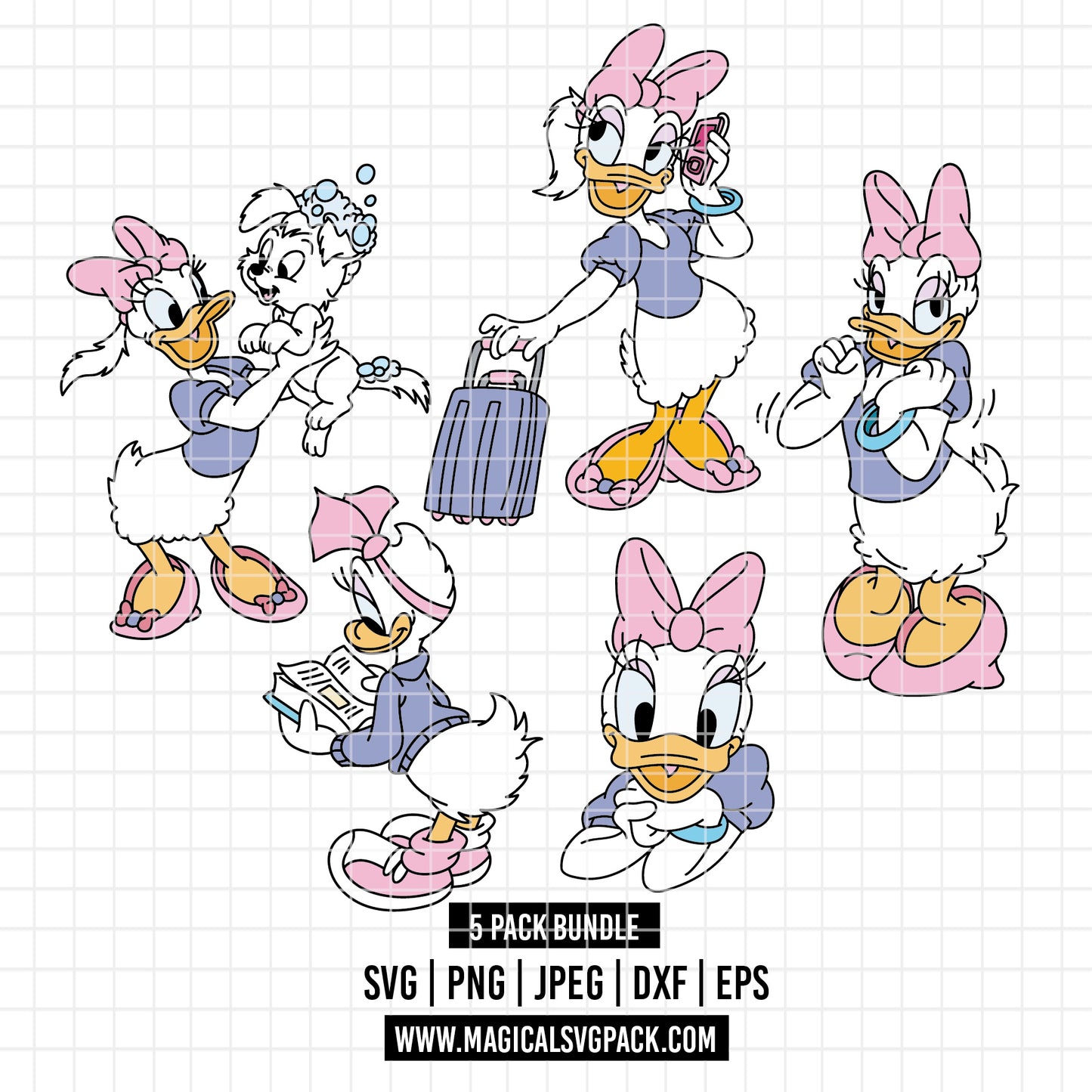 COD3674 - Daisy bundle, Disney clipart Svg, Png, Eps, Dxf, Jpeg, vector.