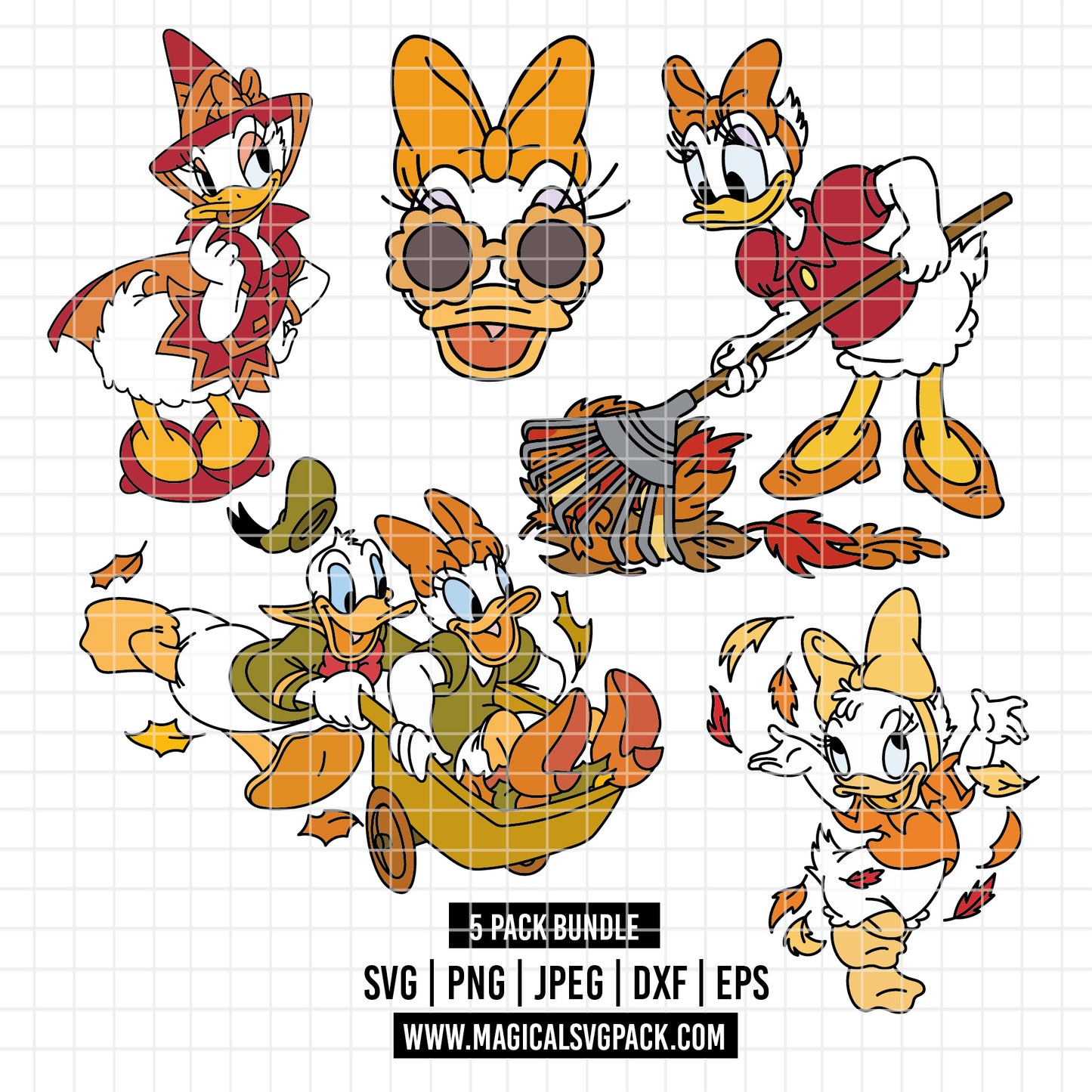 COD3676 - Daisy bundle, Disney clipart Svg, Png, Eps, Dxf, Jpeg, vector.