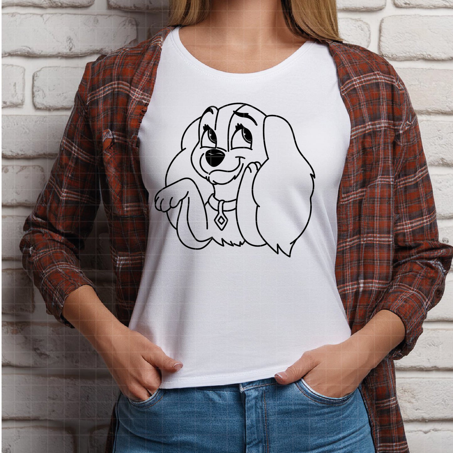 COD3723 - Lady and the Tramp pack bundle line art, Disney clipart Svg, Png, Eps, Dxf, Jpeg, vector.