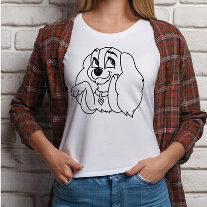 COD3723 - Lady and the Tramp pack bundle line art, Disney clipart Svg, Png, Eps, Dxf, Jpeg, vector.