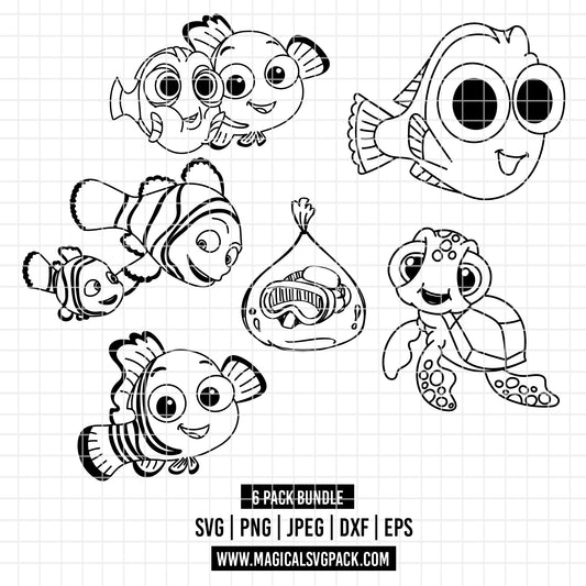 COD3728 - Finding Nemo pack bundle, Disney pixar clipart Svg, Png, Eps, Dxf, Jpeg, vector.