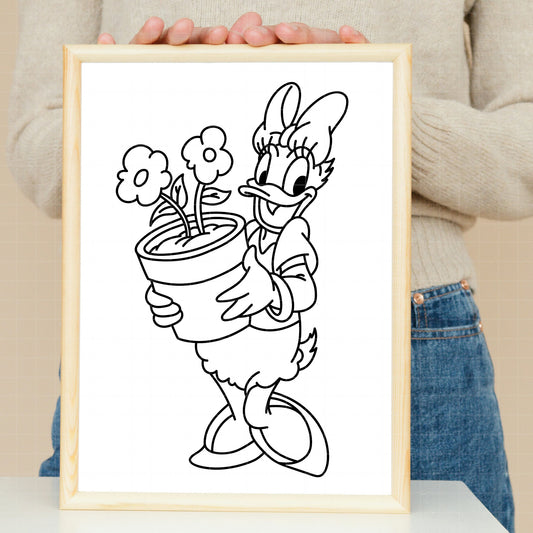 COD3852 - Daisy line art pack bundle, Disney Classics clipart Svg, Png, Eps, Dxf, Jpeg, vector.