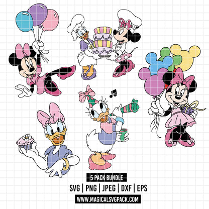 COD3854 - Minnie & Daisy pack bundle, Disney Classics clipart Svg, Png, Eps, Dxf, Jpeg, vector.