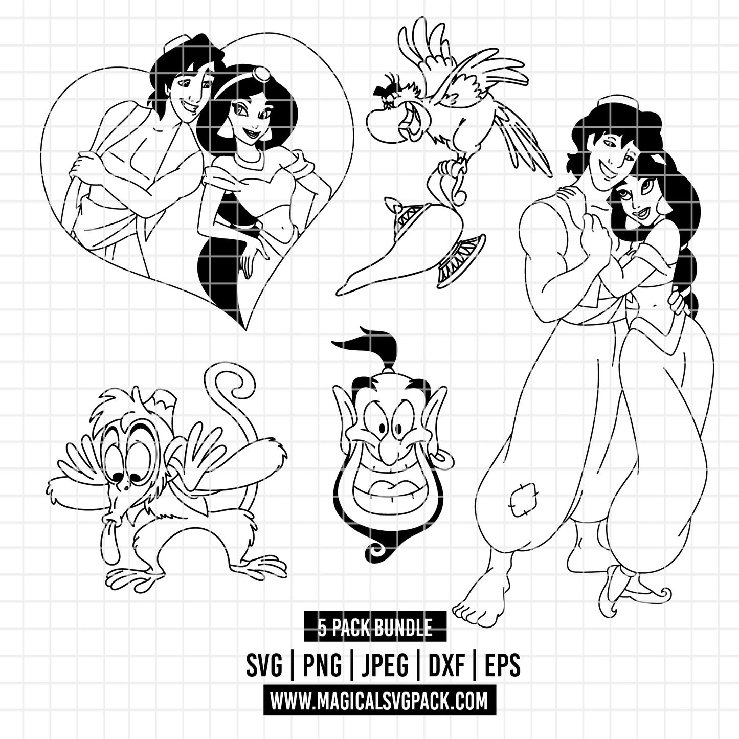 COD3855 - Aladdin bundle, Disney clipart Svg, Png, Eps, Dxf, Jpeg, vector.