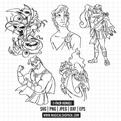COD3856 - Hercules pack bundle, Disney Classics clipart Svg, Png, Eps, Dxf, Jpeg, vector.