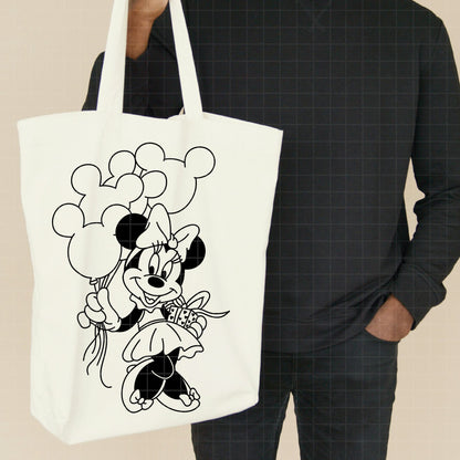 COD3858 - Minnie & Daisy pack bundle line art, Disney Classics clipart Svg, Png, Eps, Dxf, Jpeg, vector.
