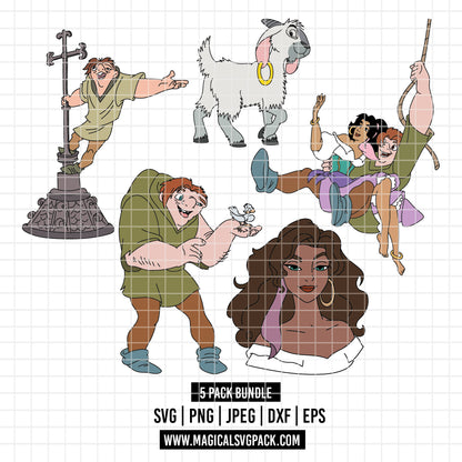 COD3860 - The Hunchback of Notre Dame pack bundle, Disney clipart Svg, Png, Eps, Dxf, Jpeg, vector.