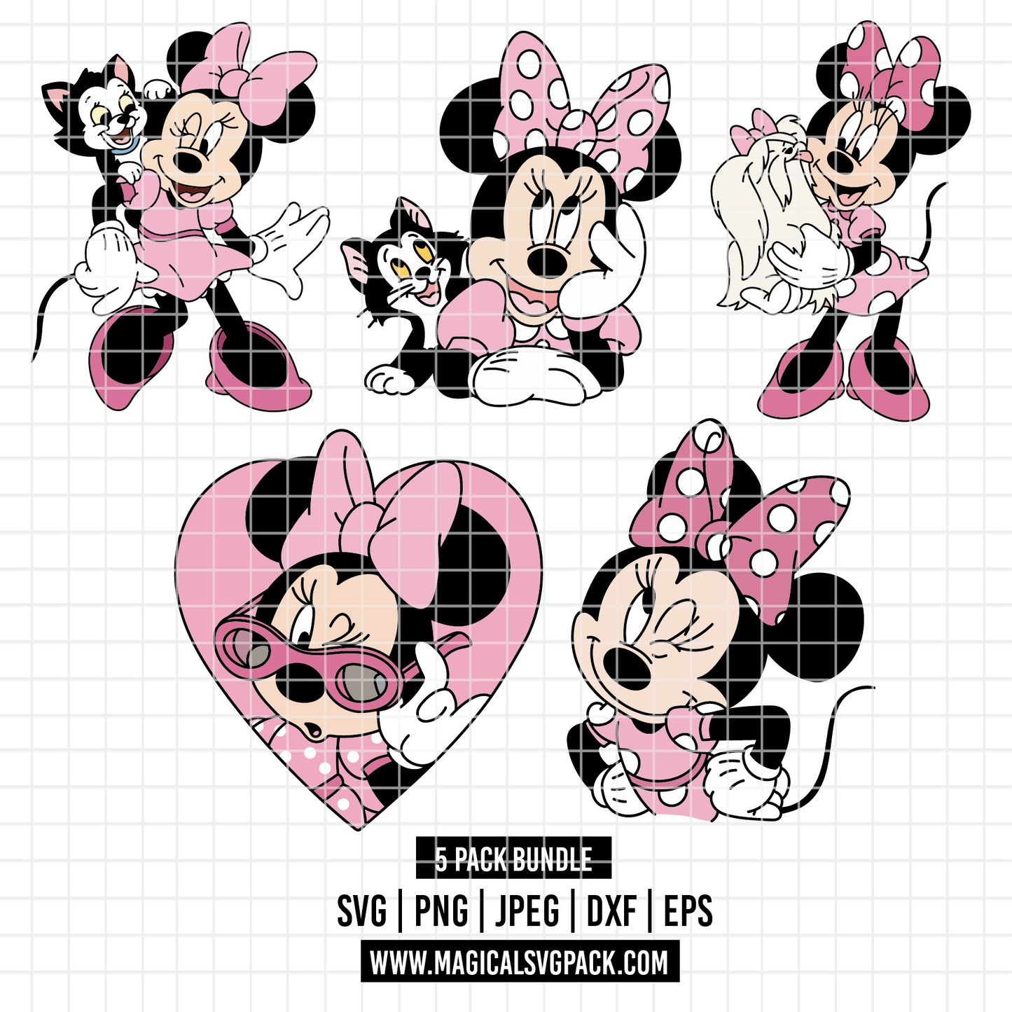COD3865 - Minnie's world pack bundle, Disney Classics clipart Svg, Png, Eps, Dxf, Jpeg, vector.