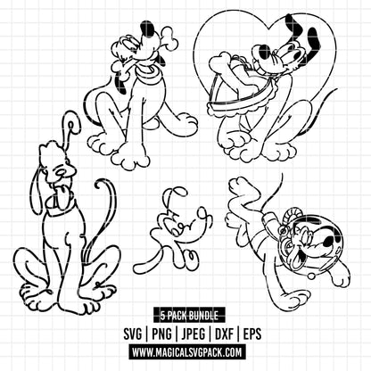 COD3868 - Pluto pack bundle, Disney clipart Svg, Png, Eps, Dxf, Jpeg, vector.