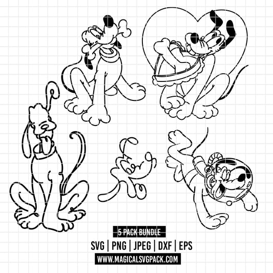 COD3868 - Pluto pack bundle, Disney clipart Svg, Png, Eps, Dxf, Jpeg, vector.