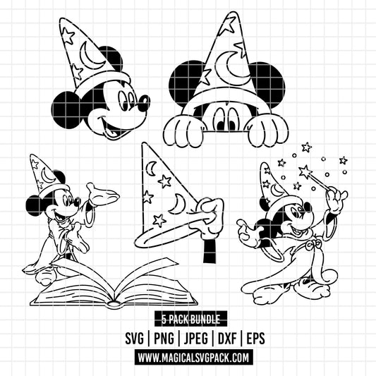 COD3872 - Mickey fantasy pack bundle, Disney clipart Svg, Png, Eps, Dxf, Jpeg, vector.