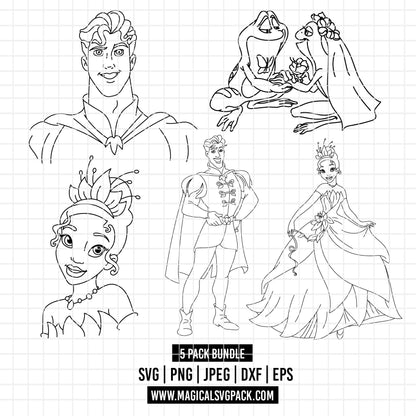 COD3876 - The princess and the frog pack bundle, Disney princess clipart Svg, Png, Eps, Dxf, Jpeg, vector.