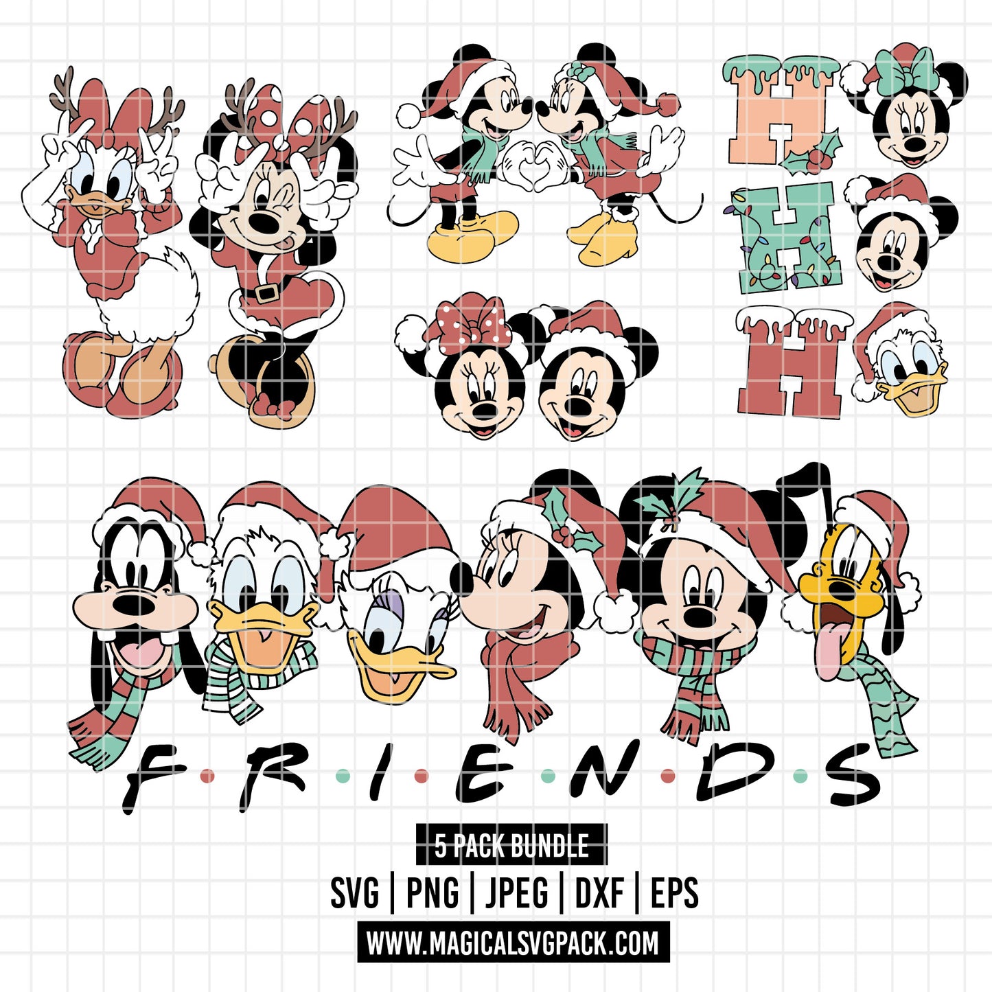 COD3881 - Classic Christmas Disney bundle, Disney Christmas clipart Svg, Png, Eps, Dxf, Jpeg, vector.
