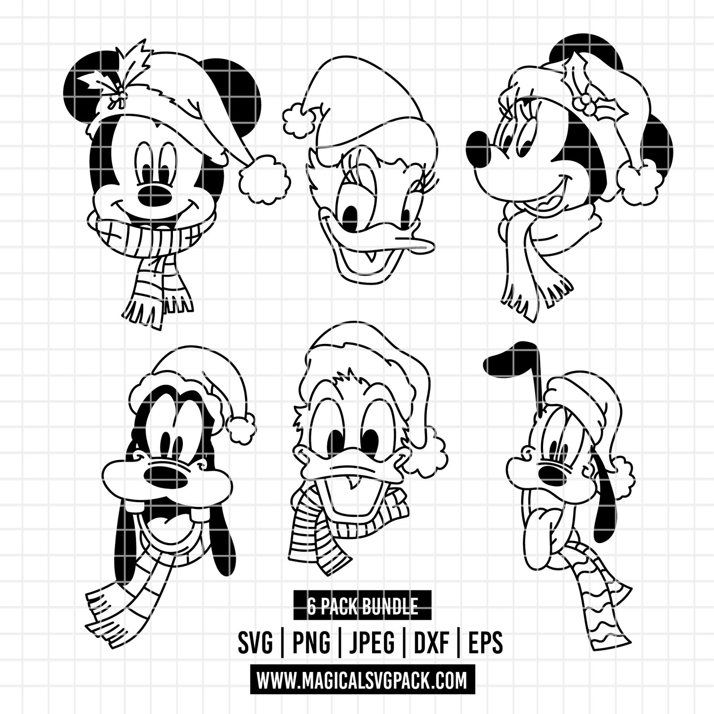 COD3882 - Classic Christmas Disney bundle, Disney Christmas clipart Svg, Png, Eps, Dxf, Jpeg, vector.