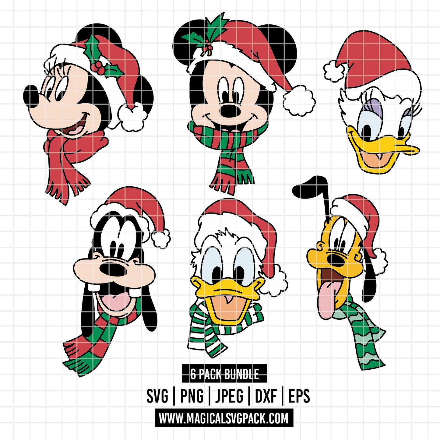 COD3883 - Classic Christmas Disney bundle, Disney Christmas clipart Svg, Png, Eps, Dxf, Jpeg, vector.