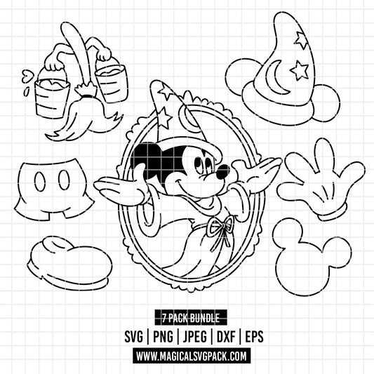 COD3884 - Mickey fantasy pack bundle, Disney clipart Svg, Png, Eps, Dxf, Jpeg, vector.