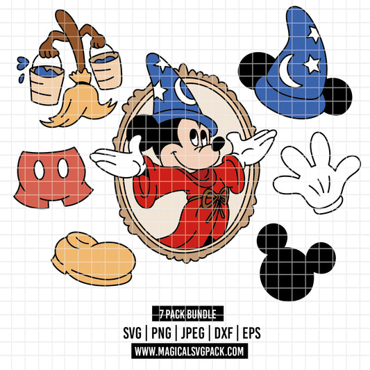 COD3885 - Mickey fantasy pack bundle, Disney clipart Svg, Png, Eps, Dxf, Jpeg, vector.