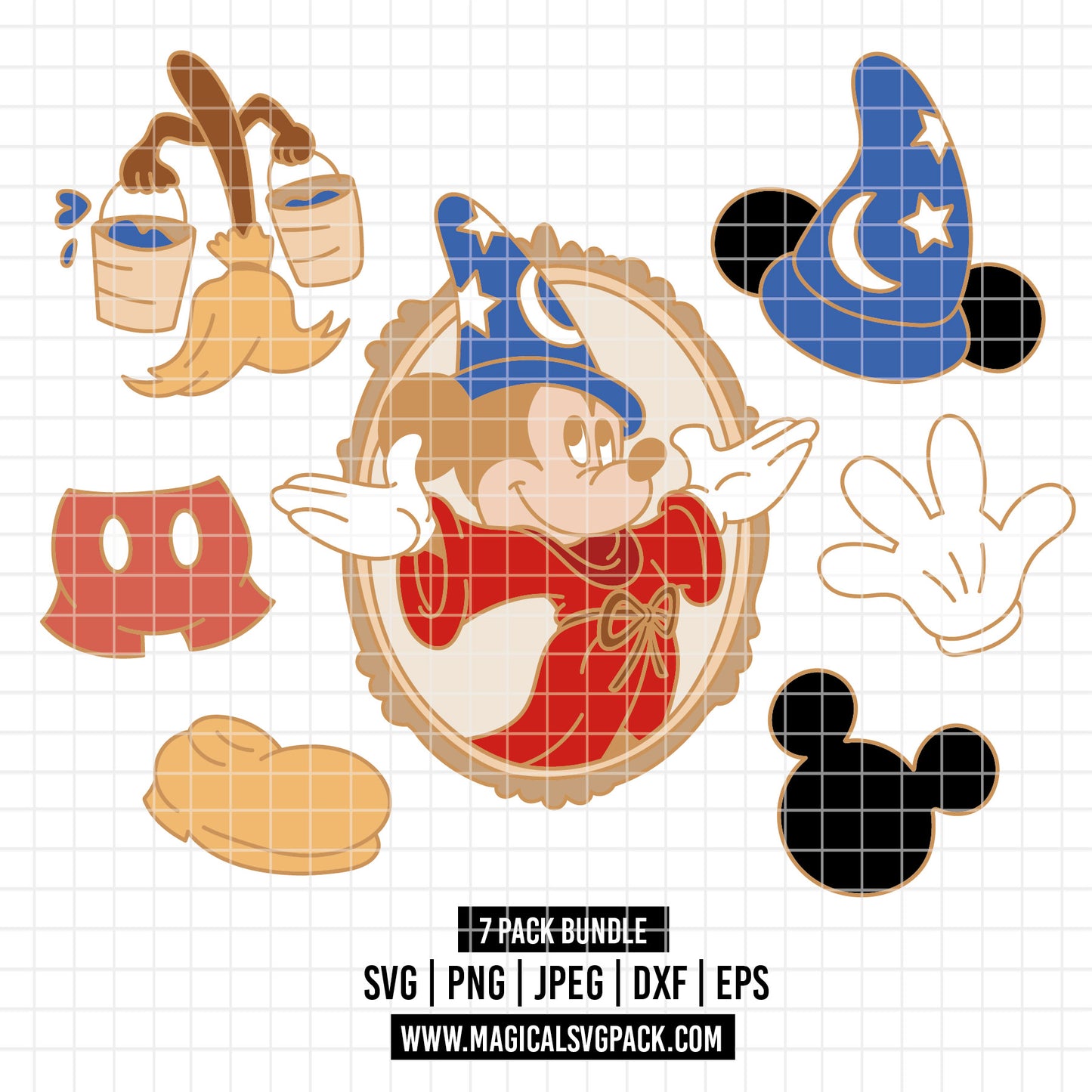 COD3886 - Mickey fantasy pack bundle, Disney clipart Svg, Png, Eps, Dxf, Jpeg, vector.