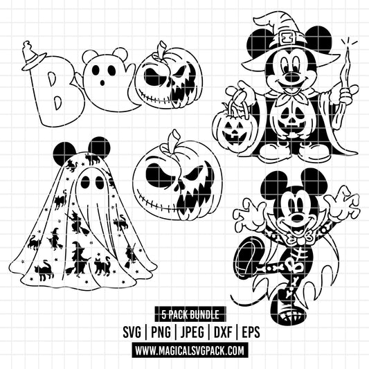 COD3887 - Mickey Happy Halloween pack bundle, Disney Halloween clipart Svg, Png, Eps, Dxf, Jpeg, vector.