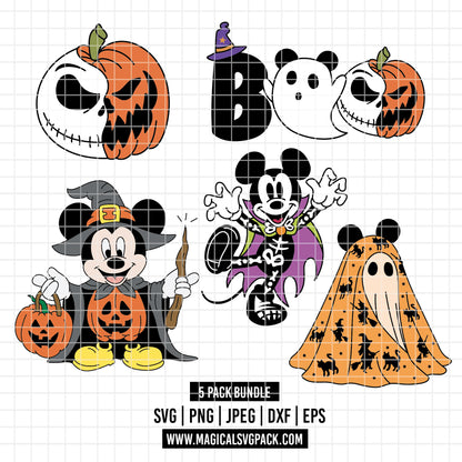 COD3888 - Mickey Happy Halloween pack bundle, Disney Halloween clipart Svg, Png, Eps, Dxf, Jpeg, vector.
