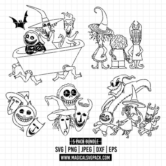 COD3889 - Ooguie Boogie and characters, Nightmare Before Christmas pack bundle, Disney clipart Svg, Png, Eps, Dxf, Jpeg, vector.