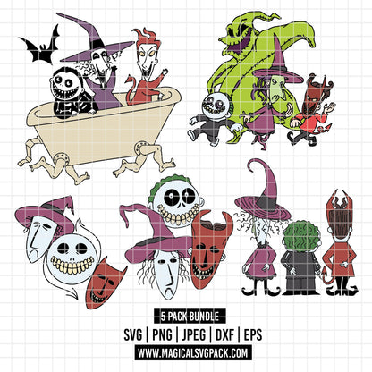 COD3890 - Ooguie Boogie and characters, Nightmare Before Christmas pack bundle, Disney clipart Svg, Png, Eps, Dxf, Jpeg, vector.