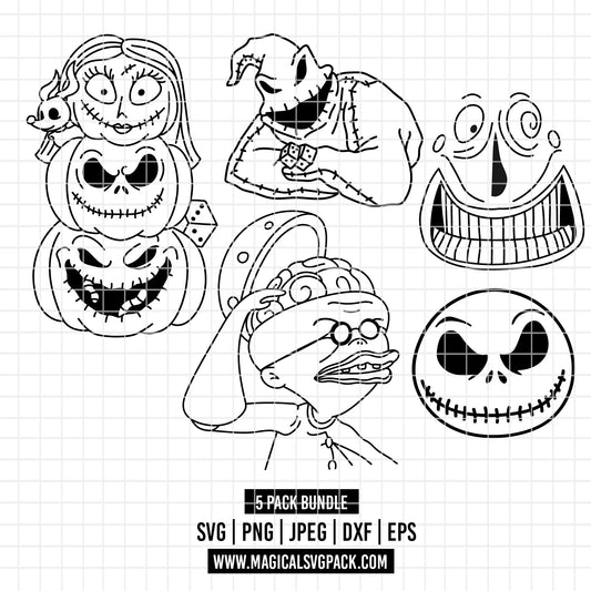 COD3893 - Ooguie boogie, Sally, Jack, Dr. Finkelstein and The mayor, Nightmare Before Christmas pack bundle, Disney clipart Svg, Png, Eps, Dxf, Jpeg, vector.