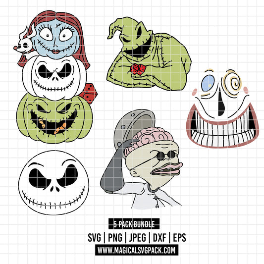 COD3894 - Ooguie boogie, Sally, Jack, Dr. Finkelstein and The mayor, Nightmare Before Christmas pack bundle, Disney clipart Svg, Png, Eps, Dxf, Jpeg, vector.
