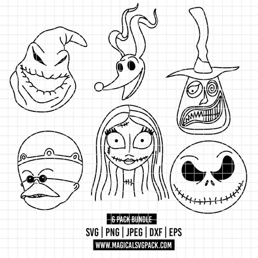 COD3899 - Ooguie boogie, Sally, Jack, Dr. Finkelstein, Zero and The mayor, Nightmare Before Christmas pack bundle, Disney clipart Svg, Png, Eps, Dxf, Jpeg, vector.