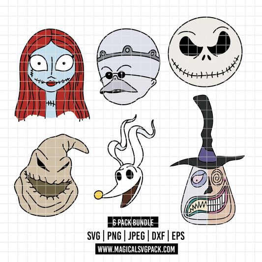 COD3900 - Ooguie boogie, Sally, Jack, Dr. Finkelstein, Zero and The mayor, Nightmare Before Christmas pack bundle, Disney clipart Svg, Png, Eps, Dxf, Jpeg, vector.