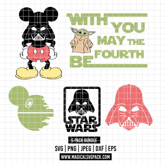 COD4022 - Mickey Star Wars pack bundle, Disney clipart Svg, Png, Eps, Dxf, Jpeg, vector.