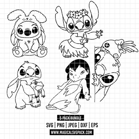 COD4023 - Lilo, Stitch & Scrump clipart pack bundle, Disney cliparts Svg, Png, Eps, Dxf, Jpeg, vector.