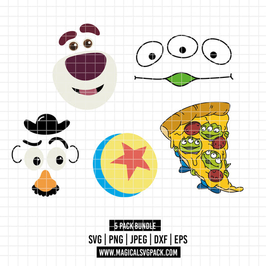 COD4086 - Toy story characters pack bundle: Lotso - Aliens - Mr. Potato, Disney clipart Svg, Png, Eps, Dxf, Jpeg, vector.